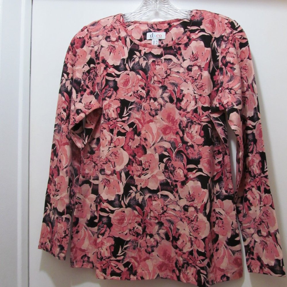 Denim & Co. Denim & Company Watercolor Floral Top Blush Pink ~ Like new